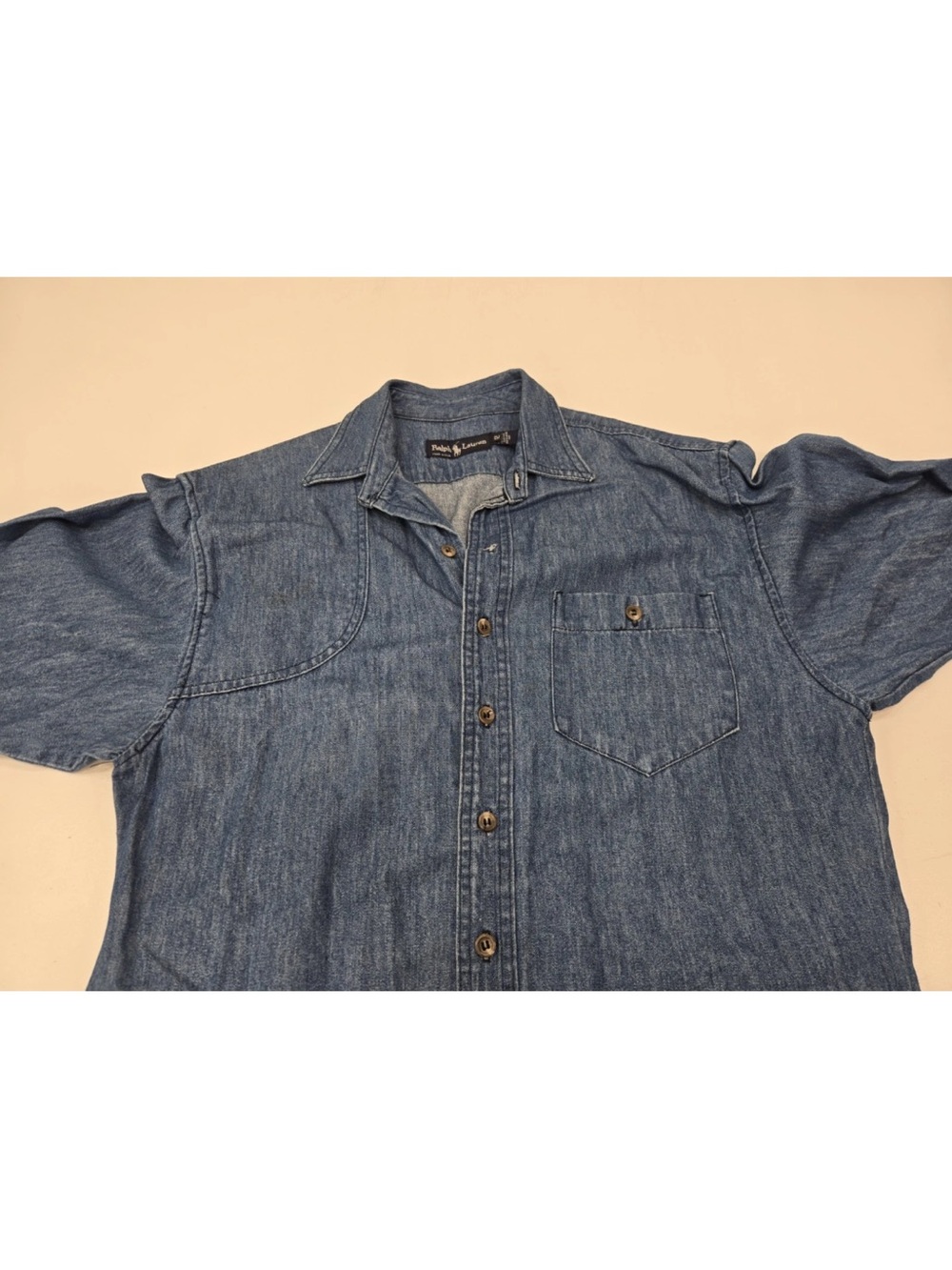 Vintage Ralph Lauren Denim Button Down Maxi Dress Duster Made In USA Size 12 - Picture 7 of 13